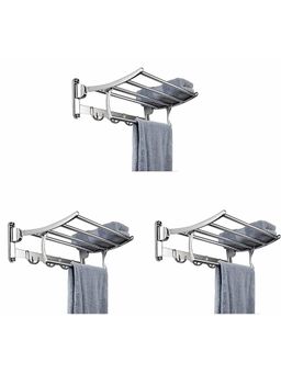 Plantex - Ss Folding Towel Rack for Bathroom 24 Inch Chrome (Pack Of 3)