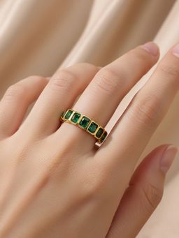 Designs & You - Gold-Plated Green Square Ads Adjustable Ring