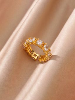 Designs & You - Gold-Plated White Square Ads Adjustable Ring