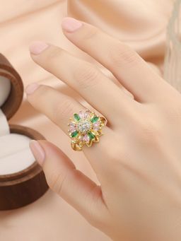 Designs & You - Gold Plated Star Shaped Multi-Color Rotatable Adjustable Ring