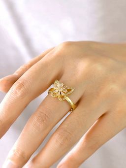 Designs & You - Gold Plated Butterfly Shaped Rotatable Adjustable Ring