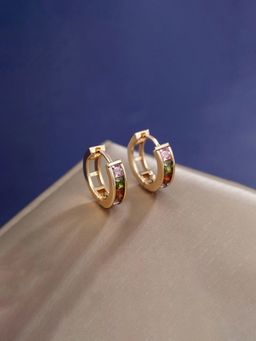 Designs & You - Anti Tarnish Multi-Color Stone Studded Hoops