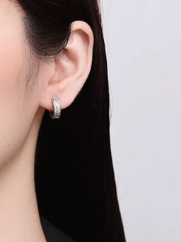 Designs & You - Anti Tarnish Silver-Plated Silver Toned Stone Studded Hoops