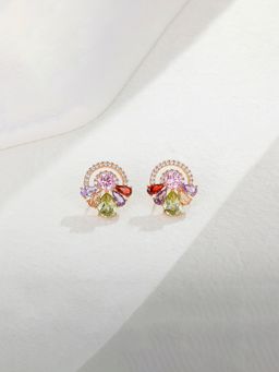 Designs & You - Anti Tarnish Multi-Color Geometric Cubic Zirconia Studded Studs