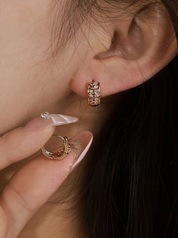 Designs & You - Anti Tarnish Stone Studded Leaf Themed Contemporary Hoops