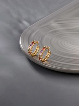 Designs & You - Anti Tarnish Multi-Color Stone Studded Hoops