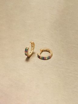 Designs & You - Anti Tarnish Multi-Color Stone Studded Contemporary Hoops
