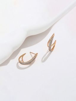 Designs & You - Anti Tarnish Contemporary Moon Shaped Stone Studded Drop Earrings