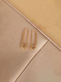 Designs & You - Anti Tarnish Safety Pin Shaped Stone Studded Drop Earrings