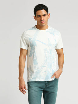 Pepe Jeans - off White Volker Placement Printed T-Shirt