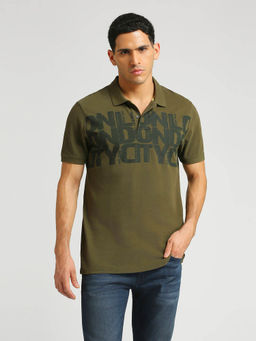 Pepe Jeans - Olive Green Redcliff Typographic Placement Printed Polo T-Shirt