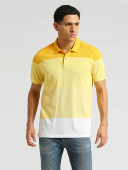 Pepe Jeans - Yellow Colorblock Rufus Bright Summer Striper Polo T-Shirt