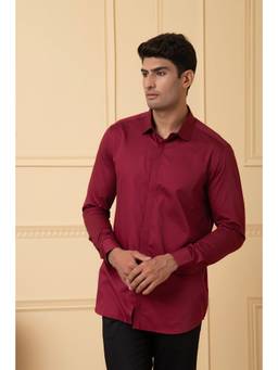 HILO DESIGN - Maroon Crimson Cotton Shirt