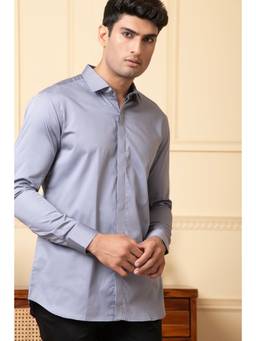 HILO DESIGN - Grey Slate Cotton Shirt