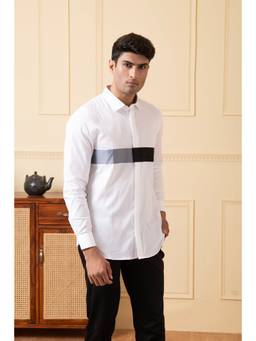 HILO DESIGN - White Mosaic Cotton Shirt