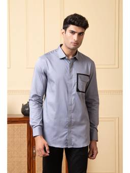HILO DESIGN - Grey Fusion Cotton Satin Shirt
