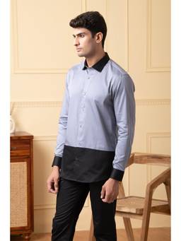 HILO DESIGN - Grey Blend Cotton Shirt