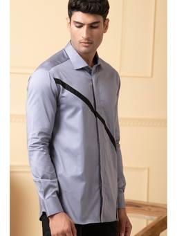 HILO DESIGN - Grey Astral Cotton Satin Shirt