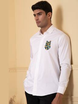 HILO DESIGN - White Owlusion Cotton Shirt