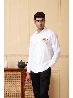 HILO DESIGN - White Aves Cotton Shirt