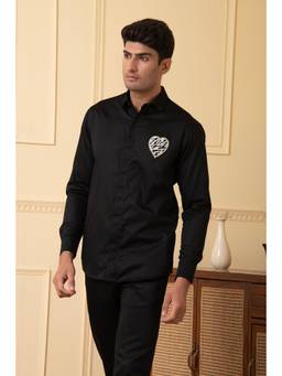 HILO DESIGN - Black Felt Cotton Shirt