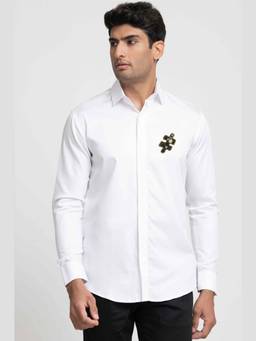 HILO DESIGN - White Riddle Cotton Shirt