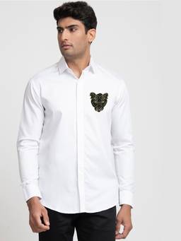 HILO DESIGN - White Panther Cotton Shirt