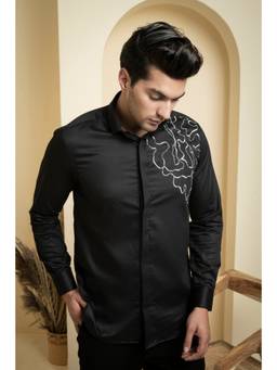 HILO DESIGN - Black Sterling Cotton Satin Shirt