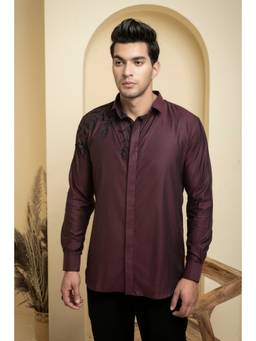 HILO DESIGN - Burgundy Daze Cotton Shirt