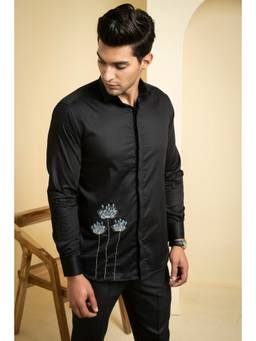 HILO DESIGN - Black Atore Cotton Satin Shirt