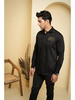 HILO DESIGN - Black Perto Satin Shirt