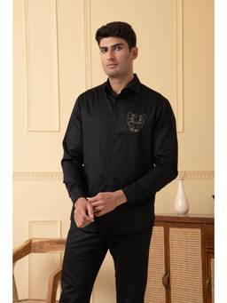 HILO DESIGN - Black Regalroar Cotton Shirt