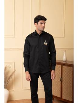 HILO DESIGN - Black Voyage Cotton Shirt