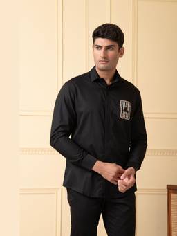 HILO DESIGN - Black Suit Cotton Shirt