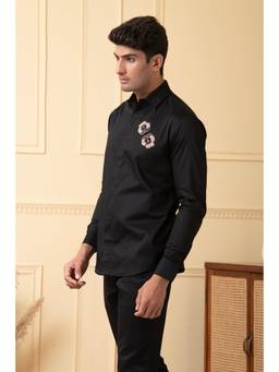 HILO DESIGN - Black Flor Cotton Shirt
