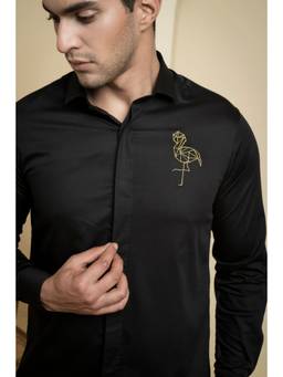 HILO DESIGN - Black Perto Cotton Satin Shirt