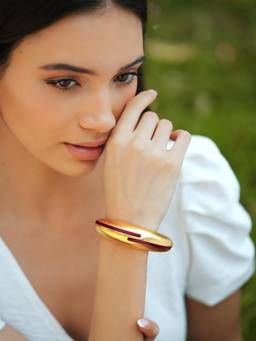 VARNIKA ARORA - Circlet Maroon Enamel Gold Cuff
