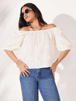 SHOWOFF - Women Cream Floral Top