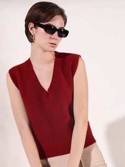 SHOWOFF - Basic Women Red Textured Top