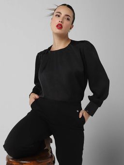 SHOWOFF - Classic Women Black Solid Top