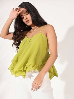 SHOWOFF - Women Green Solid A-Line Top