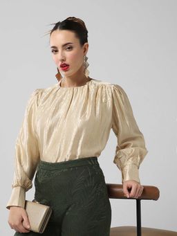 SHOWOFFFF - Classic Women Beige Solid Top