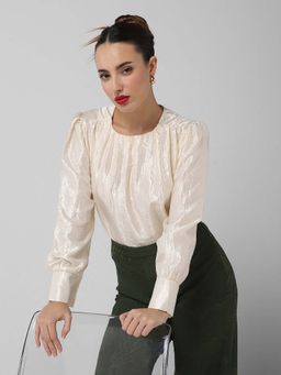 SHOWOFF - Classic Women Cream Solid Top