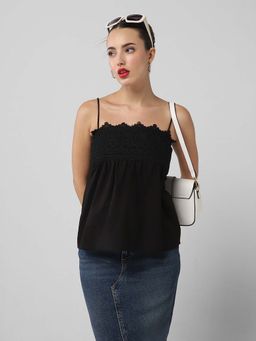 SHOWOFF - Women Black Embroidered Top
