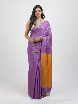 Teejh - Shaurya Purple Tissue Silk Saree with Unstitched Blouse