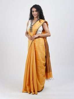 Teejh - Shaurya Yellow Tissue Silk Saree with Unstitched Blouse