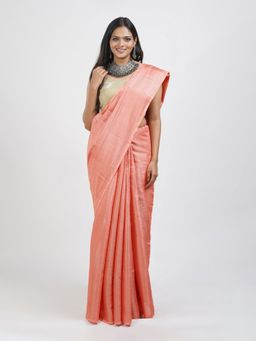 Teejh - Shaurya Pink Tissue Silk Saree with Unstitched Blouse