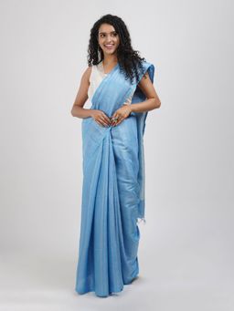 Teejh - Shaurya Blue Tissue Silk Saree with Unstitched Blouse