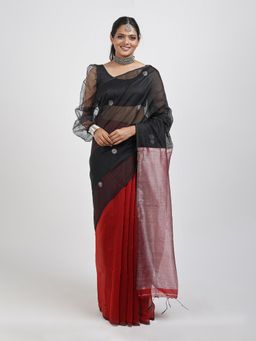 Teejh - Tasha Magenta Muslin Silk Saree with Unstitched Blouse