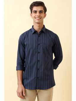Allen Solly - Men Navy Stripe Full Sleeves Casual Shirt